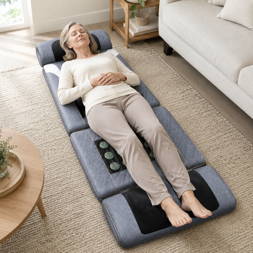 Full Body Massage Mat with Heat, Neck & Foot Kneading, Vibration and Adjustable Lumbar Support