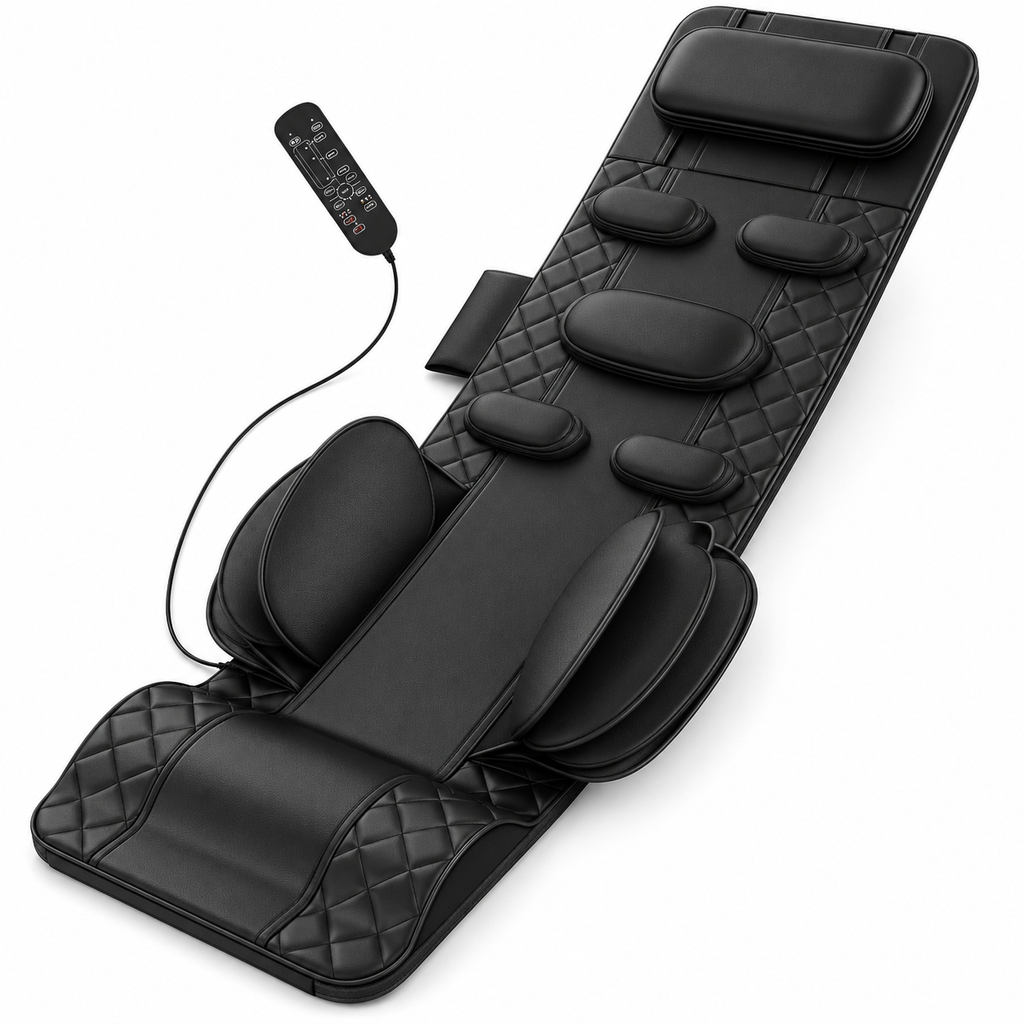 Full Body Stretching Massage Mat with Heat and 3D Air Compression, 4 Modes, 3 Intensities, Foldable Design