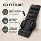 Full Body Stretching Massage Mat with Heat and 3D Air Compression, 4 Modes, 3 Intensities, Foldable Design