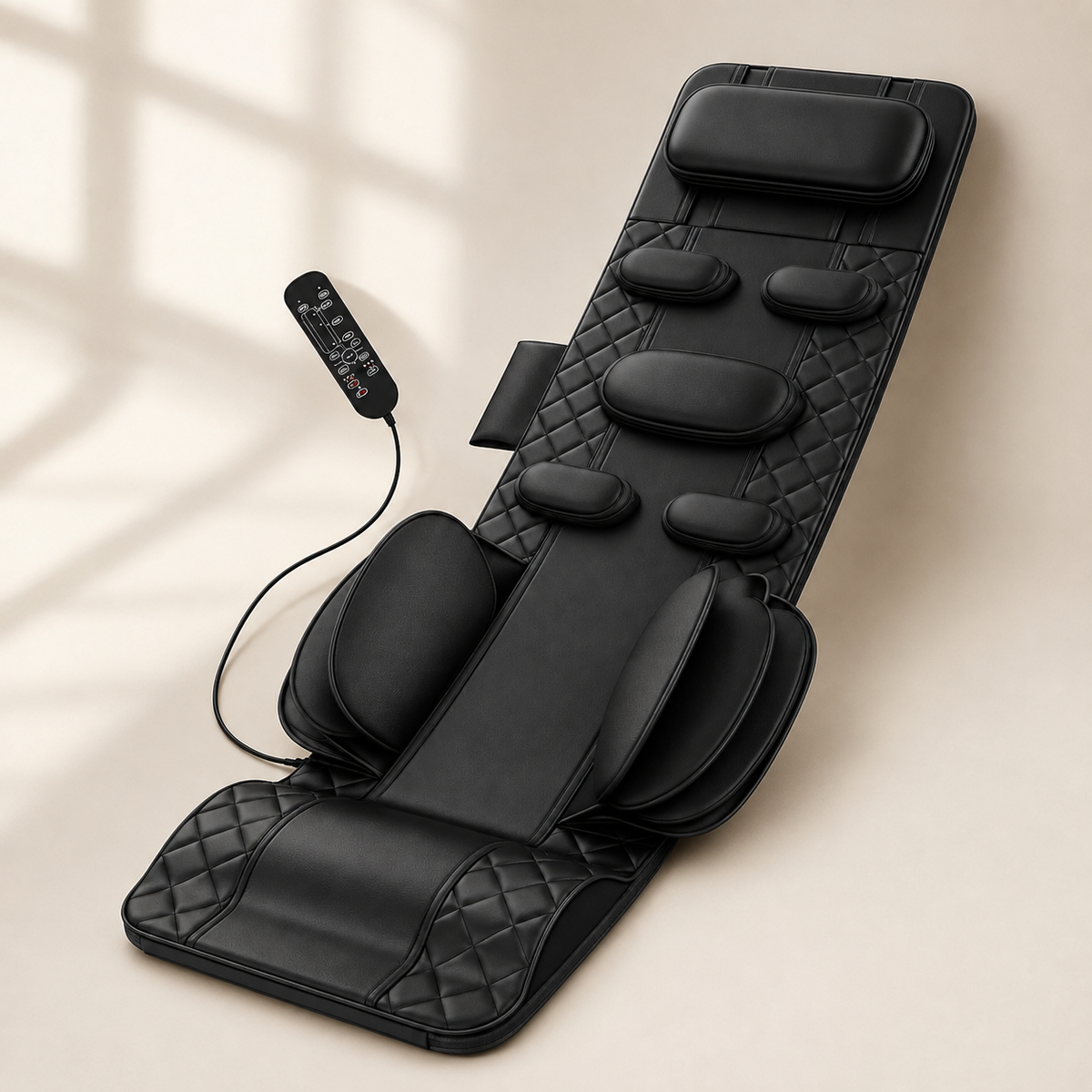 Full Body Stretching Massage Mat with Heat and 3D Air Compression, 4 Modes, 3 Intensities, Foldable Design