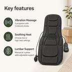 Full Body Vibration Massage Mat with Heat, 5 Vibration Programs, Inflatable Lumbar Support & Foldable Design