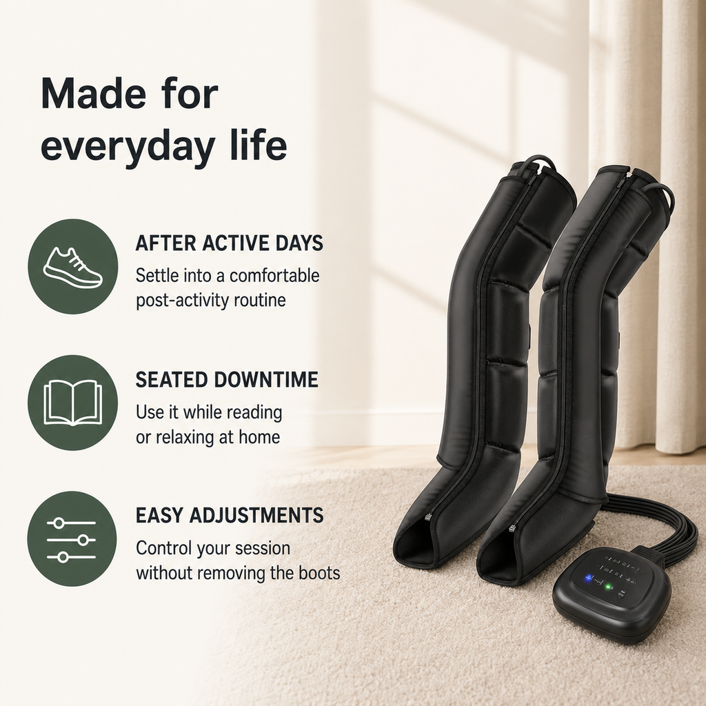 Full Leg Air Compression Massager Boots with Heat, Multiple Programs and 3 Intensity Levels