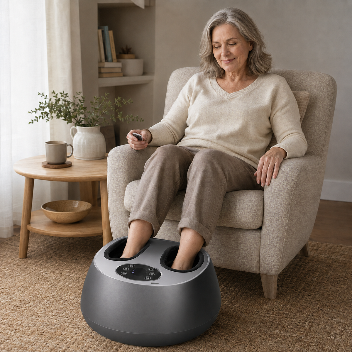 Fully Enclosed Shiatsu Foot Massager with Heat and Air Compression, 5 Modes, 9 Intensity Levels and Remote Control