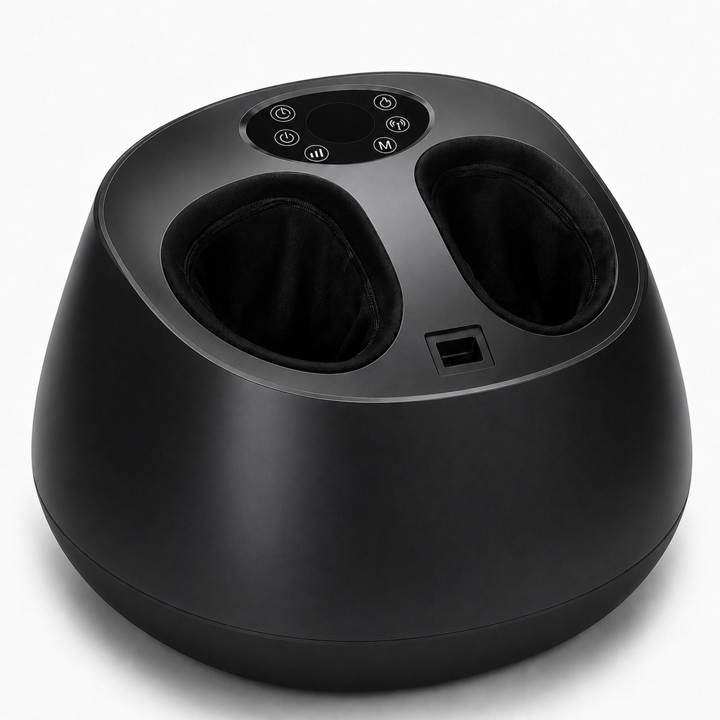 Fully Enclosed Shiatsu Foot Massager with Heat and Air Compression, 5 Modes, 9 Intensity Levels and Remote Control