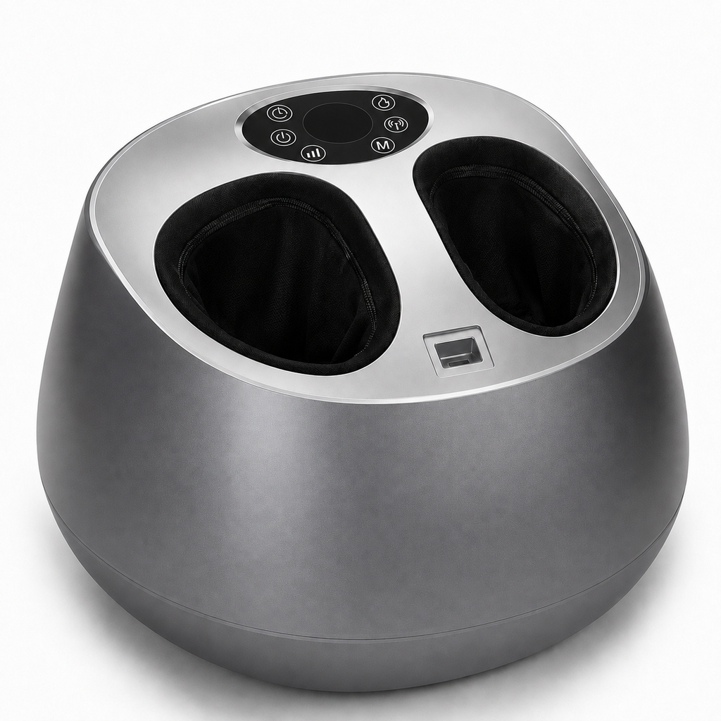 Fully Enclosed Shiatsu Foot Massager with Heat and Air Compression, 5 Modes, 9 Intensity Levels and Remote Control