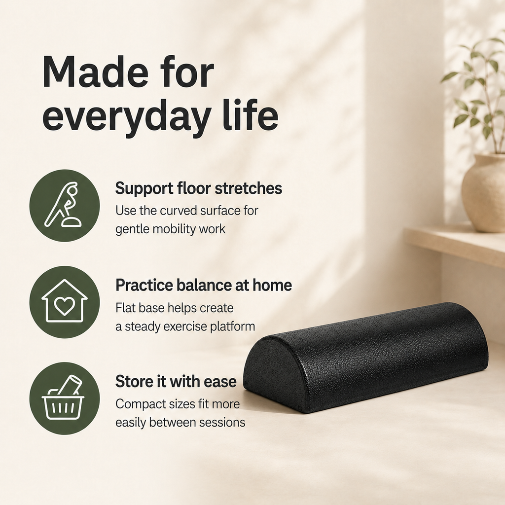 Half Round EPP Foam Roller for Yoga, Pilates, Stretching & Balance Exercises, 2 Sizes