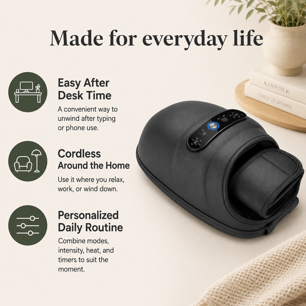 Hand Massager with Heat and Air Compression, 6 Modes, 6 Intensity Levels & 2500mAh Rechargeable Battery