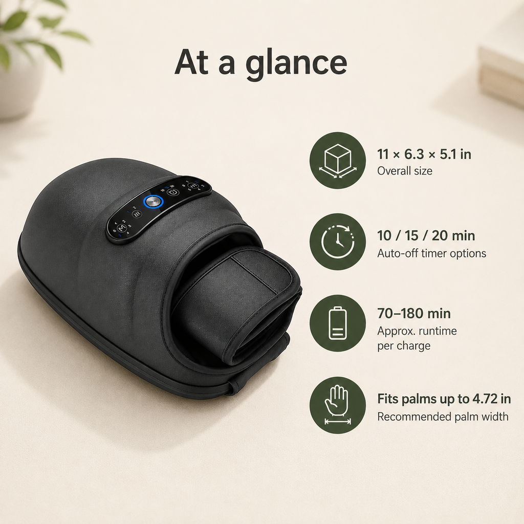 Hand Massager with Heat and Air Compression, 6 Modes, 6 Intensity Levels & 2500mAh Rechargeable Battery