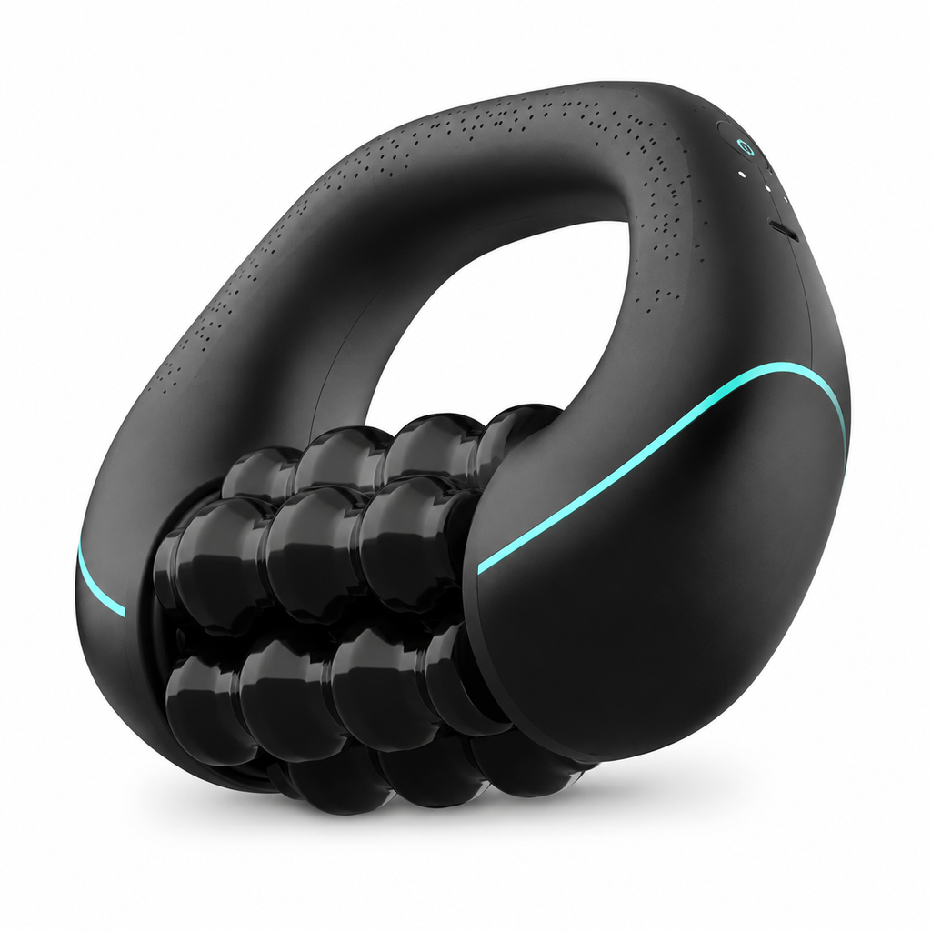 Handheld Rolling Percussive Massager with 3 Speeds, Rechargeable Battery and Multi-Grip Handle