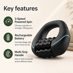 Handheld Rolling Percussive Massager with 3 Speeds, Rechargeable Battery and Multi-Grip Handle