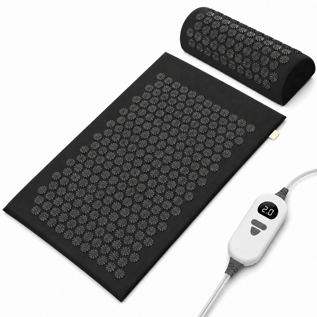 Heated Acupressure Mat and Pillow Set with 6 Heat Levels, 4 Timer Settings and 2-Hour Auto-Off