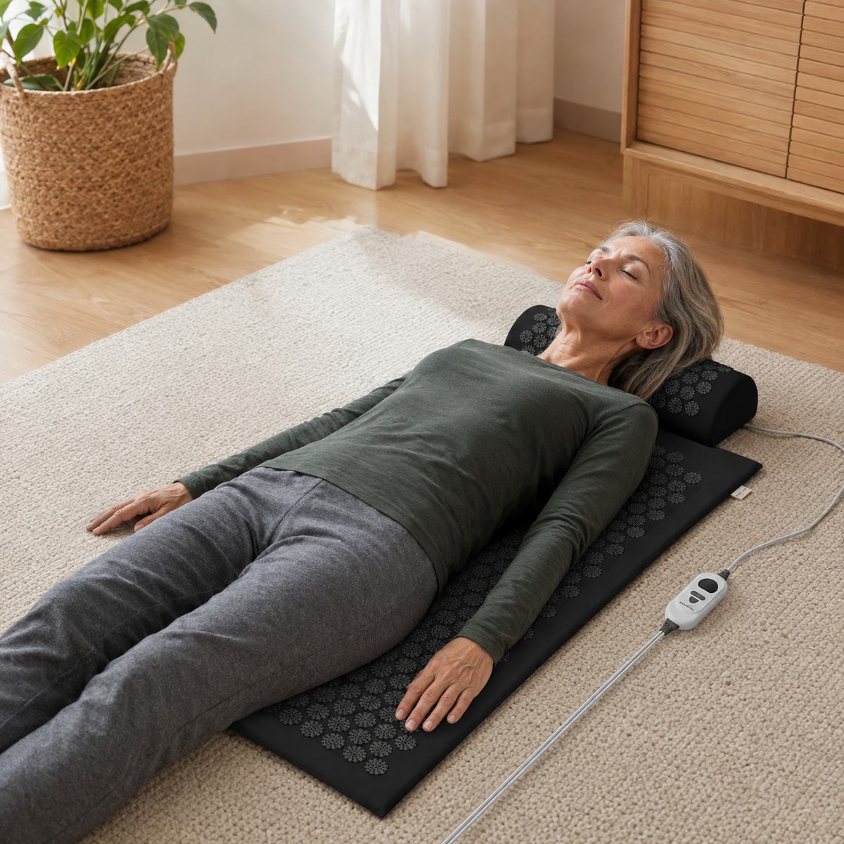 Heated Acupressure Mat and Pillow Set with 6 Heat Levels, 4 Timer Settings and 2-Hour Auto-Off