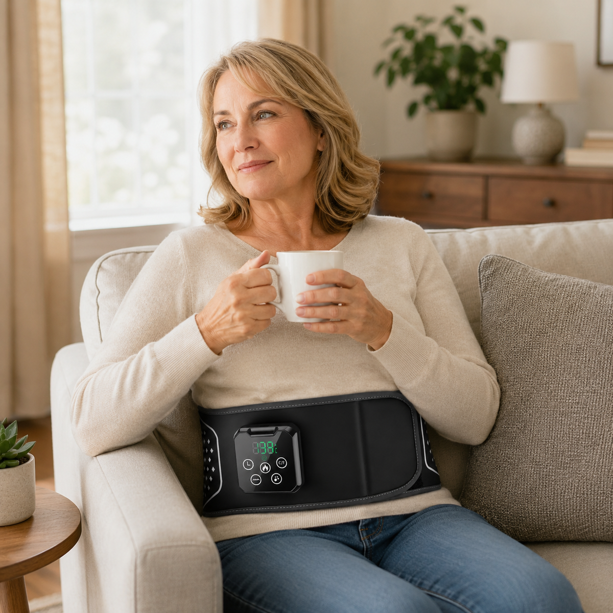 Heated Air Compression Lumbar Support Belt with 3 Vibration Modes, 5 Heat Levels and Type-C Charging