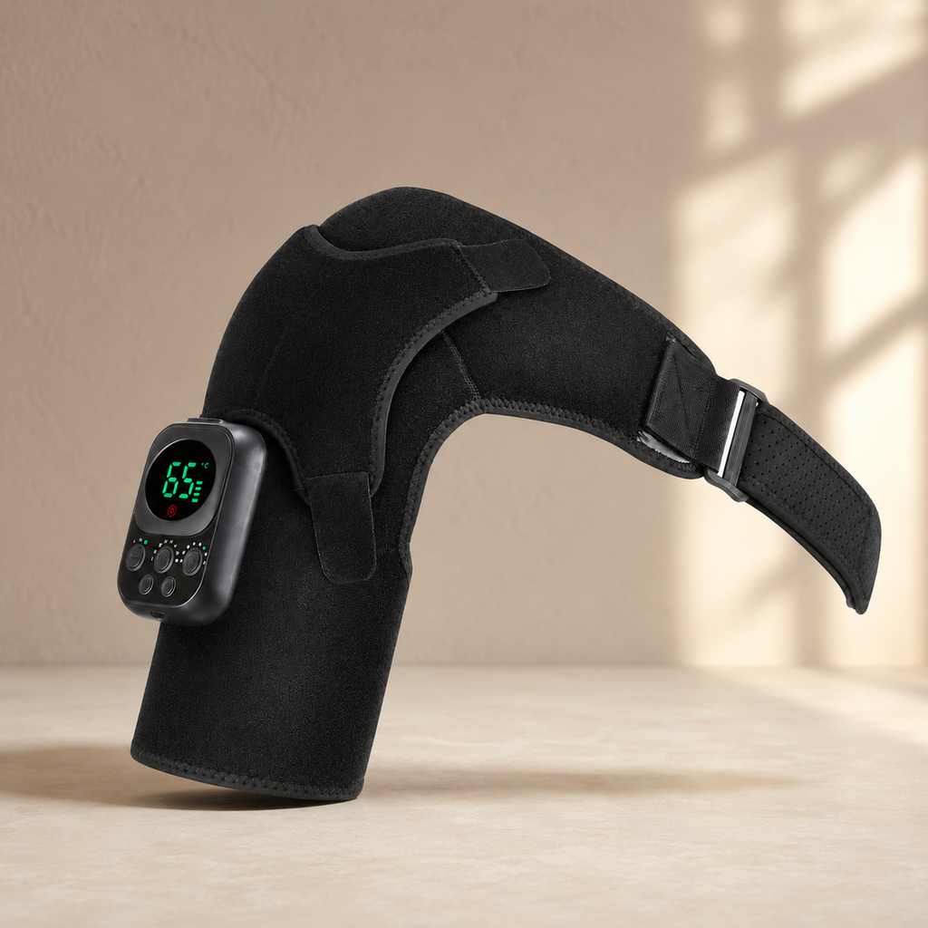 Heated Shoulder Brace with App Control, 6 Heat Settings, 3 Vibration Levels & Removable Controller