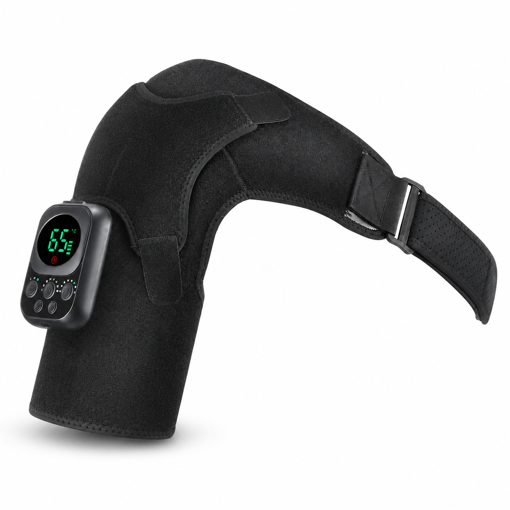 Heated Shoulder Brace with App Control, 6 Heat Settings, 3 Vibration Levels & Removable Controller