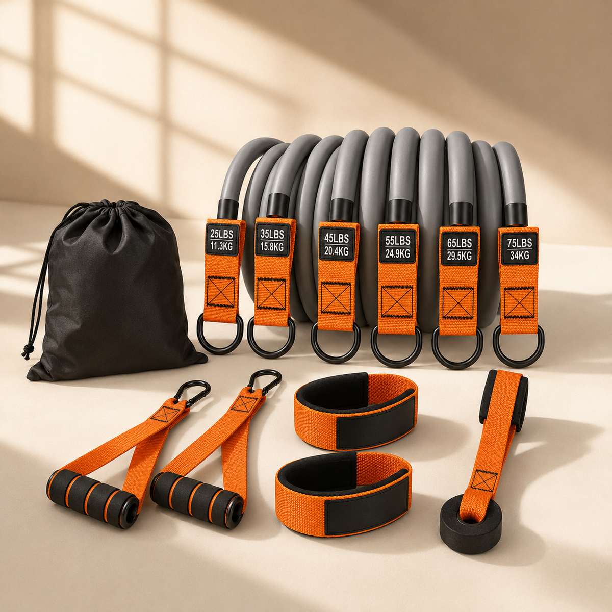 Heavy Resistance Bands Set with Handles, 6 Stackable Levels, Door Anchor & Ankle Straps for Full-Body Training