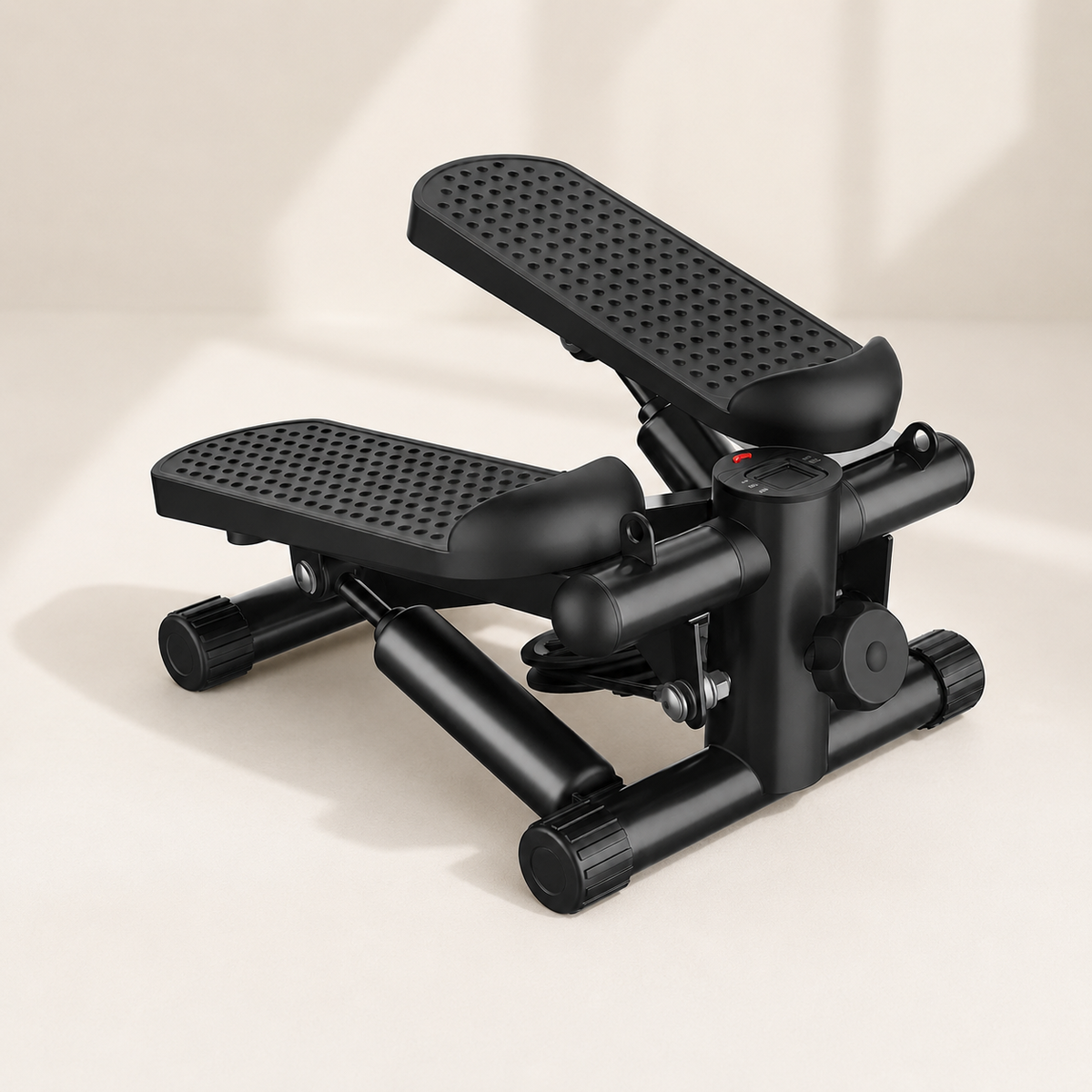 Hydraulic Mini Stepper with Resistance Bands, 300 lb Capacity, Adjustable Step Height and LCD Monitor — No Assembly Required