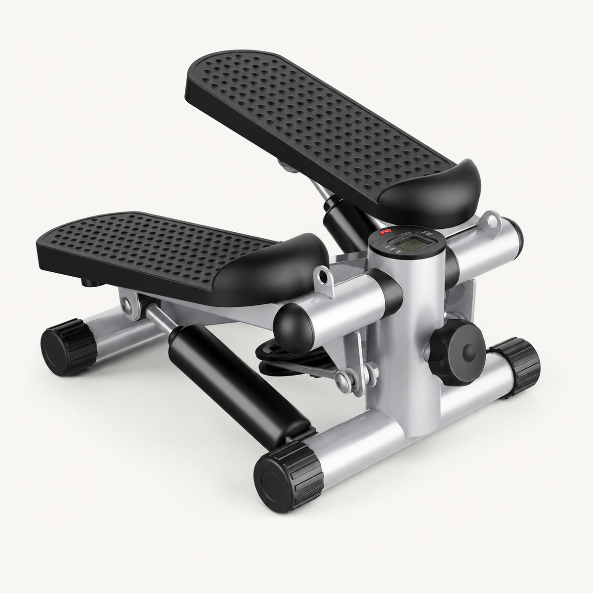 Hydraulic Mini Stepper with Resistance Bands, 300 lb Capacity, Adjustable Step Height and LCD Monitor — No Assembly Required