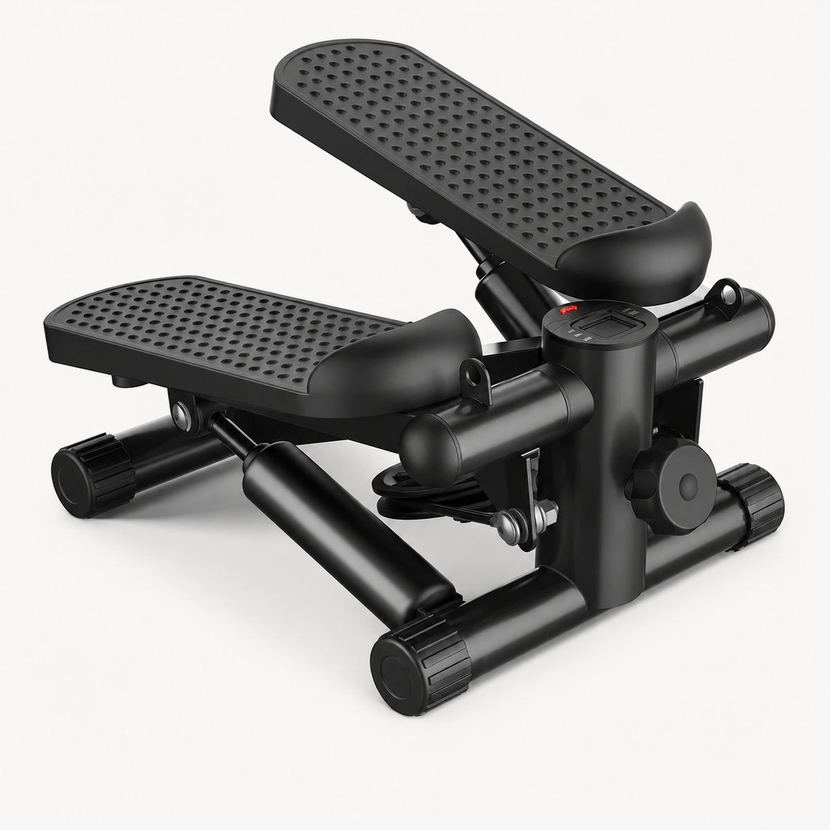 Hydraulic Mini Stepper with Resistance Bands, 300 lb Capacity, Adjustable Step Height and LCD Monitor — No Assembly Required