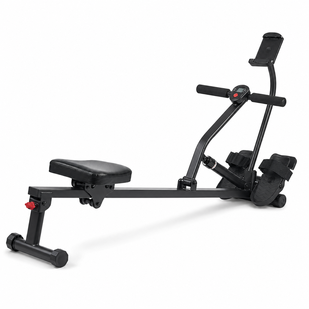 Hydraulic Rowing Machine with 12 Resistance Levels, Bluetooth Connectivity, Digital Monitor and Compact Frame