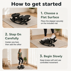 Lateral Rocking Stepper with Resistance Bands and LCD Monitor for Low-Impact Full-Body Home Workouts
