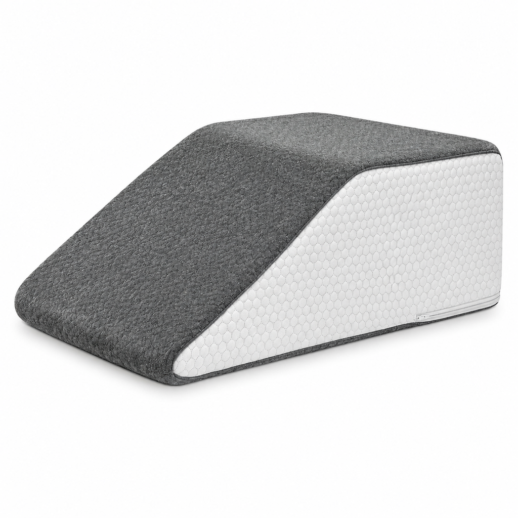Leg Elevation Pillow with Memory Foam, 8-Inch Wedge for Sleeping, Resting, Knee, Calf & Foot Support