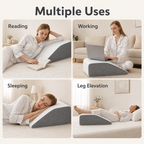 Leg Elevation Pillow with Memory Foam, 8-Inch Wedge for Sleeping, Resting, Knee, Calf & Foot Support