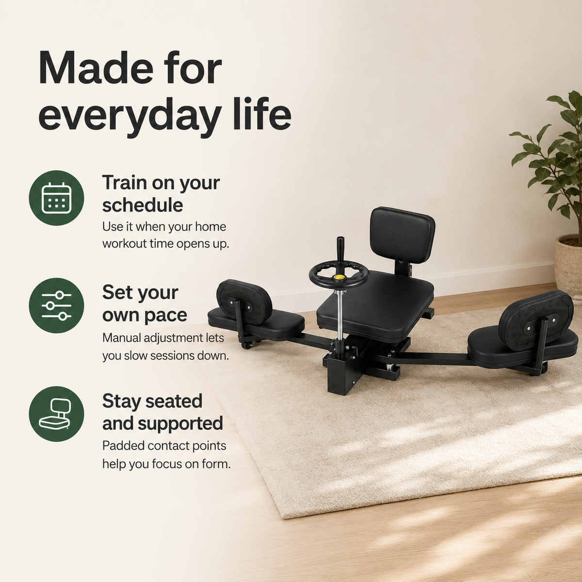 Leg Stretcher Machine with 180° Handwheel Adjustment, Heavy-Duty 3-Bar Split Trainer for Home Flexibility Training