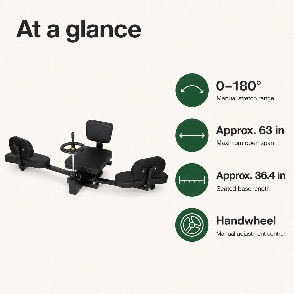 Leg Stretcher Machine with 180° Handwheel Adjustment, Heavy-Duty 3-Bar Split Trainer for Home Flexibility Training