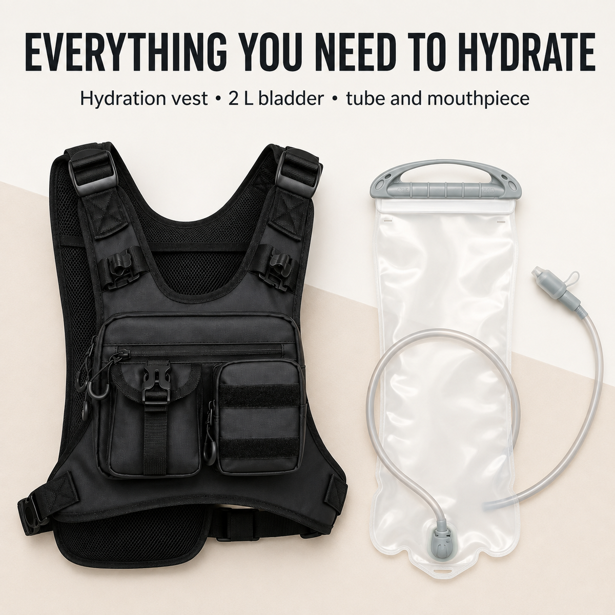 Lightweight Hydration Vest with Included 2 L Bladder, Breathable Running Pack for Trail Running, Hiking and Cycling