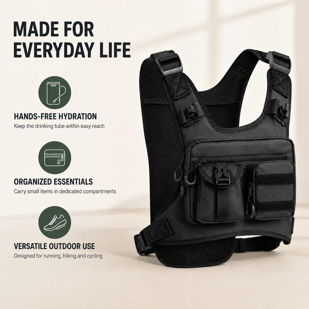 Lightweight Hydration Vest with Included 2 L Bladder, Breathable Running Pack for Trail Running, Hiking and Cycling