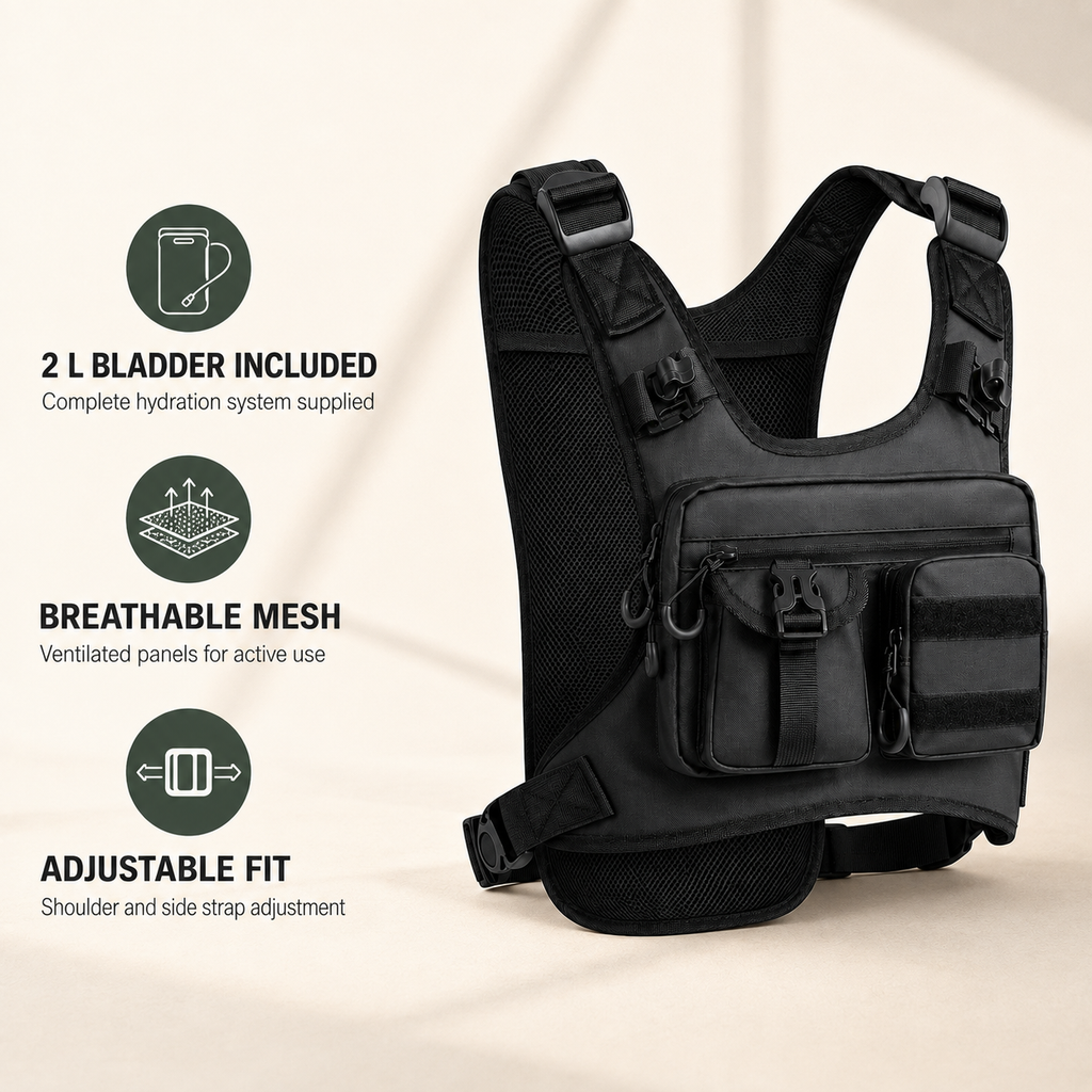 Lightweight Hydration Vest with Included 2 L Bladder, Breathable Running Pack for Trail Running, Hiking and Cycling