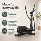 Magnetic Elliptical Machine for Home with 12-Inch Stride, Quiet Drive, Pulse Grips, LCD Monitor & 330 lb Capacity