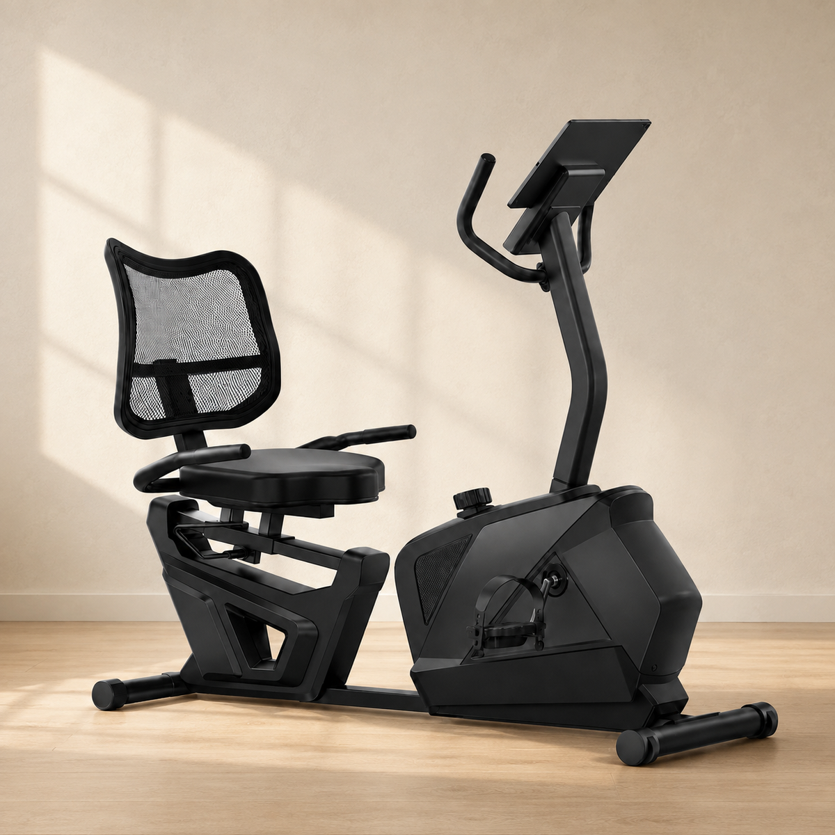 Magnetic Recumbent Exercise Bike with 16 Resistance Levels, Adjustable Seat, Mesh Backrest and LCD Display, 350 lb Capacity