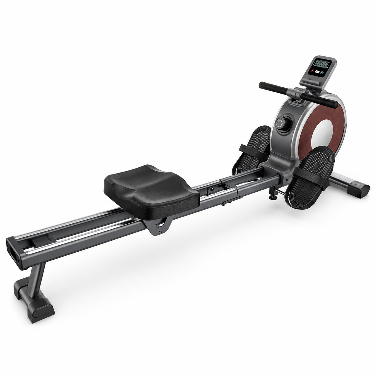 Magnetic Rowing Machine with 16 Resistance Levels, Dual Slide Rails and 350 lb Capacity for Home Workouts