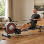 Magnetic Rowing Machine with 16 Resistance Levels, Dual Slide Rails and 350 lb Capacity for Home Workouts