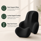 Memory Foam Car Neck Pillow & Lumbar Support Set with Removable Washable Covers for Driving, Office & Home