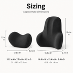 Memory Foam Car Neck Pillow & Lumbar Support Set with Removable Washable Covers for Driving, Office & Home
