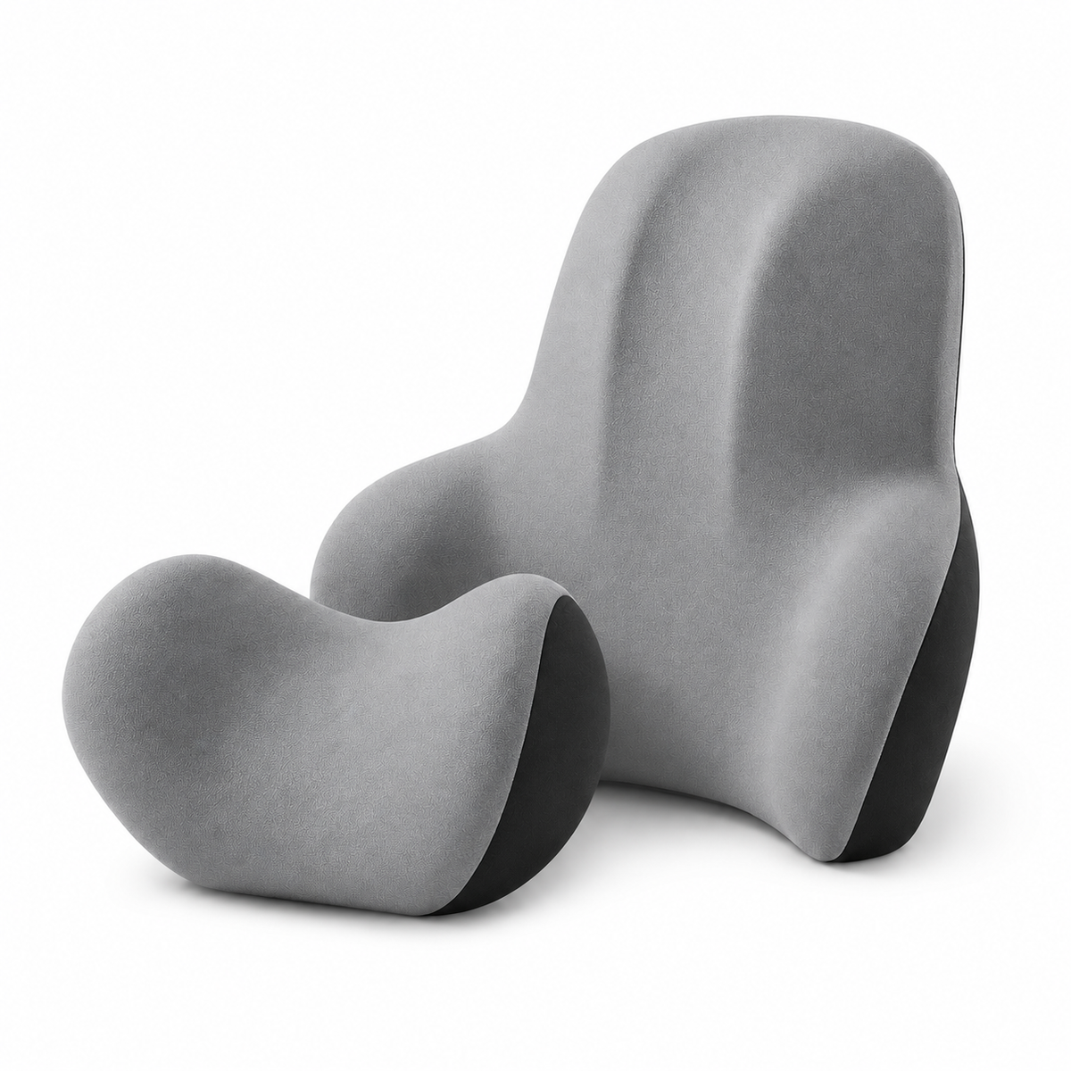 Memory Foam Car Neck Pillow & Lumbar Support Set with Removable Washable Covers for Driving, Office & Home