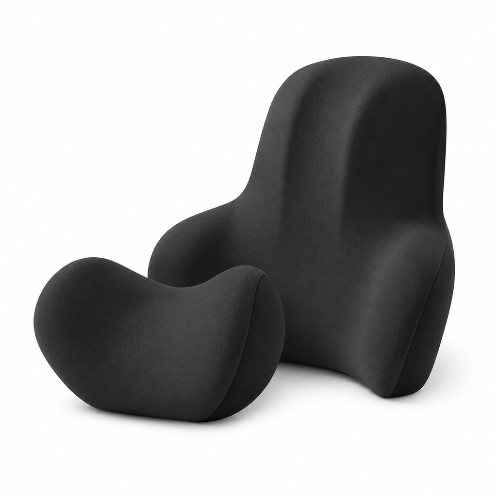 Memory Foam Car Neck Pillow & Lumbar Support Set with Removable Washable Covers for Driving, Office & Home