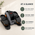 Motorized Under Desk Elliptical with 15 Adjustable Levels, 5 Auto Programs, Remote Control and Touch Display