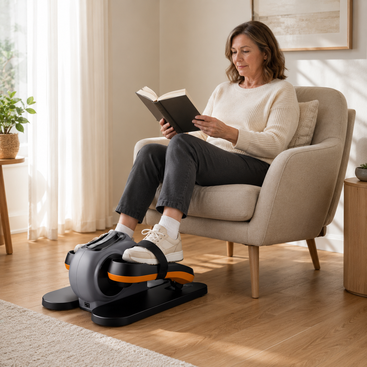 Motorized Under Desk Elliptical with 15 Adjustable Levels, 5 Auto Programs, Remote Control and Touch Display