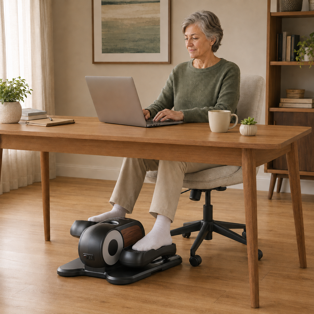 Motorized Under Desk Elliptical with Remote Control, 12 Speeds, 12 Auto Programs & Forward/Reverse Motion