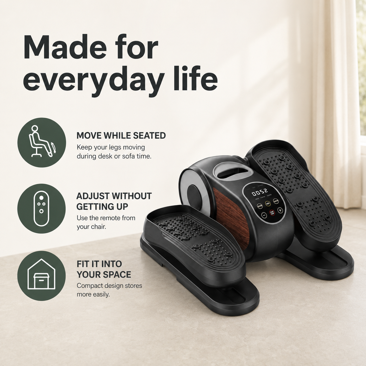 Motorized Under Desk Elliptical with Remote Control, 12 Speeds, 12 Auto Programs & Forward/Reverse Motion