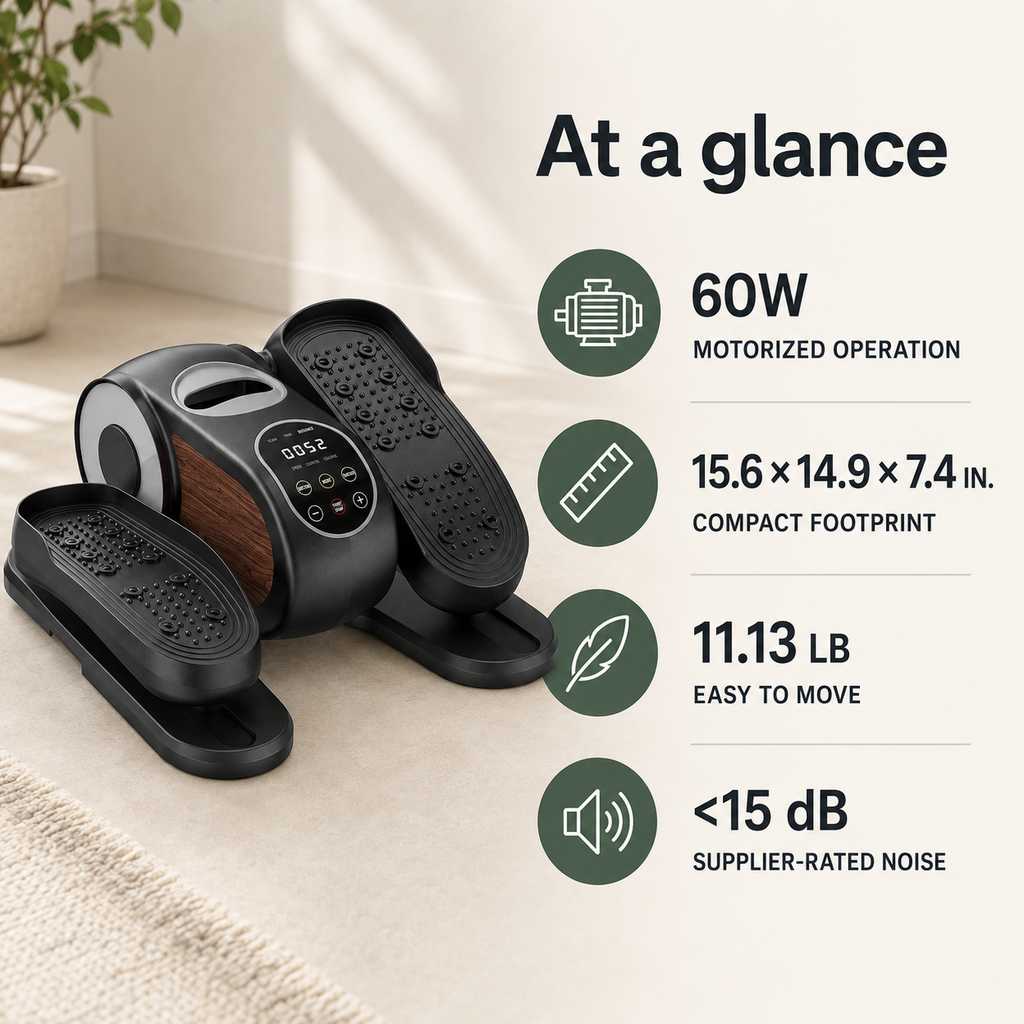 Motorized Under Desk Elliptical with Remote Control, 12 Speeds, 12 Auto Programs & Forward/Reverse Motion