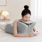 Multi-Position Memory Foam Wedge Pillow with Detachable Headrest and Removable Cover for Prone Reading, Back Support & Leg Elevation