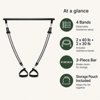 Pilates Bar Kit with 4 Resistance Bands, Portable 3-Piece Workout Bar for Full-Body Home Training