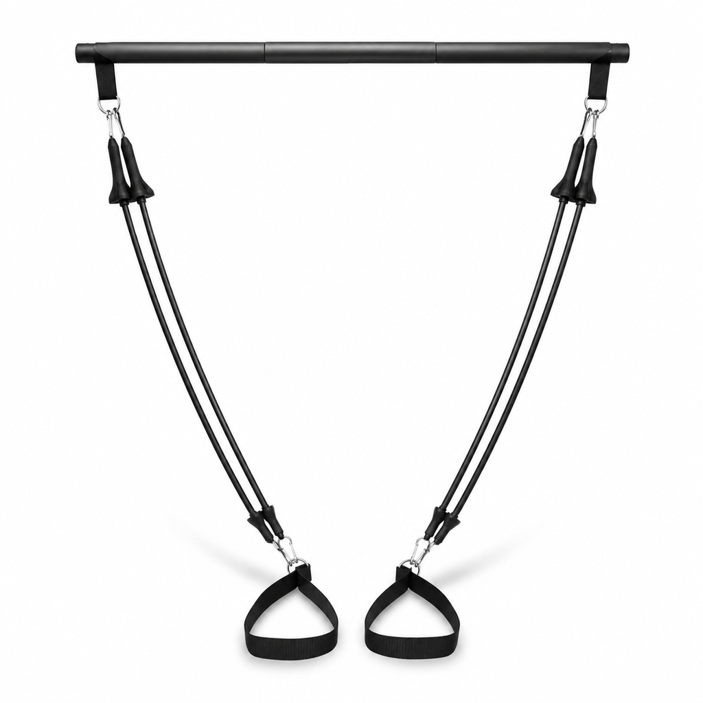 Pilates Bar Kit with 4 Resistance Bands, Portable 3-Piece Workout Bar for Full-Body Home Training