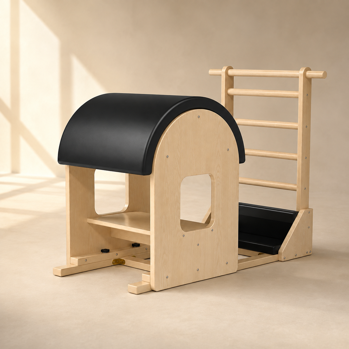 Pilates Ladder Barrel with Adjustable Sliding Base, Padded Barrel for Core Strength, Balance & Stretching