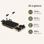 Pilates Reformer Board with Wooden Deck, Steel Sliding Rails, Dual Glide Foot Pads & 2 Adjustable Resistance Bands